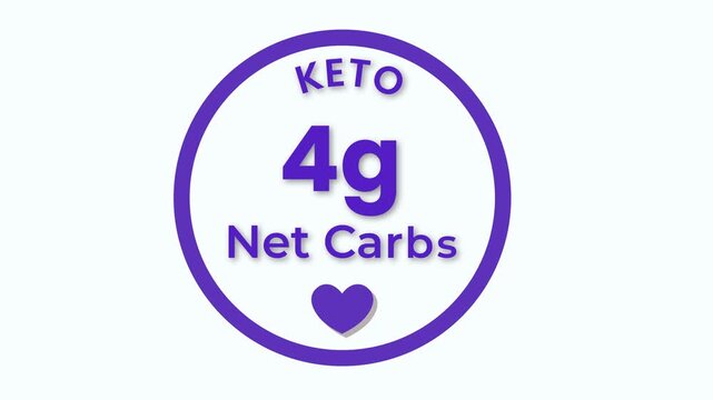 Digital keto nutrition tracker animation displaying low net carb count