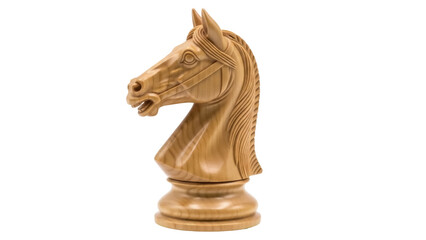 Isolated Wooden Chess Knight Piece in Natural Light, Ready for Game Play, Strategy Session © Eva