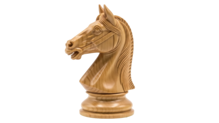 Isolated Wooden Chess Knight Piece in Natural Light, Ready for Game Play, Strategy Session