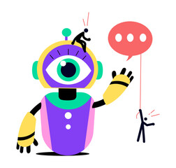 A flat style illustration representing robot chat