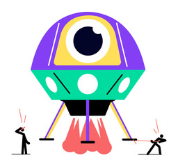 A flat style illustration showing lunar lander