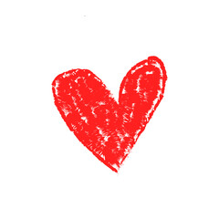 Red watercolor hand drawn heart on isolated transparent background for valentine's card poster design 