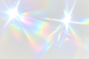 Fototapeta premium Minimal abstract background with soft iridescent light flares and subtle rainbow reflections on a white surface. Gentle, dreamy lighting and smooth gradients create an airy, ethereal, and elegant atmo