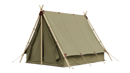 Isolated Canvas Tent, Adventure Camping Gear Shelter, Outdoor Recreation Equipment, Hiking Design