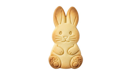 Isolated Easter bunny biscuit, homemade sugar cookie for springtime holiday season treats