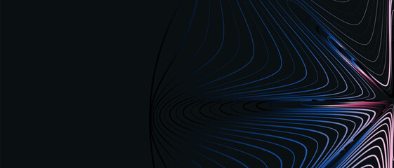 Abstract Gradient Line Wave on Dark Futuristic Technology Background
