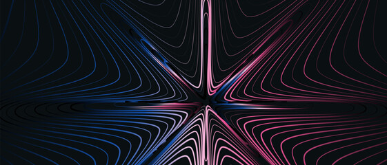 Abstract Gradient Line Wave on Dark Futuristic Technology Background