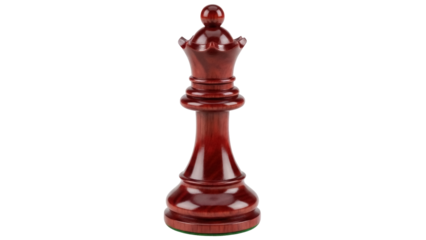 Isolated single red queen chess piece, strategic gameplay, board game piece, dark color
