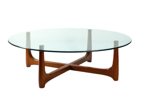 A wooden coffee table with a glass top, perfect for any living room or office space.transparent background