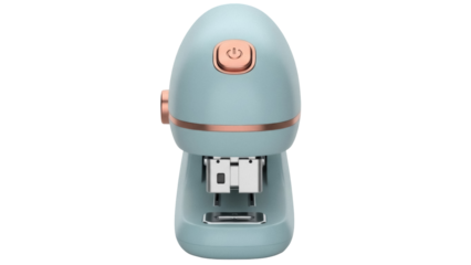 Isolated modern pastel-colored stapler for office use with elegant metallic accents