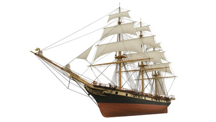 Isolated Tall Ship Sailing Vessel, a Classical Historic Frigate with Sails, Model Ship © Eva