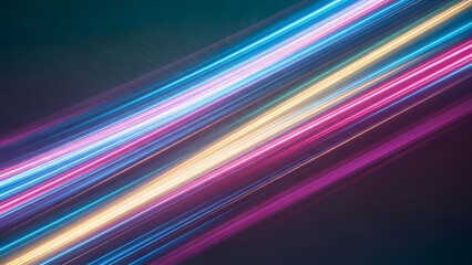 Colorful diagonal neon light streaks on dark background 1
