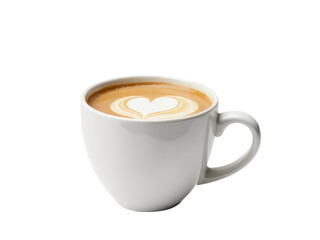 A warm cup of coffee with a heart-shaped design on the surface.transparent background