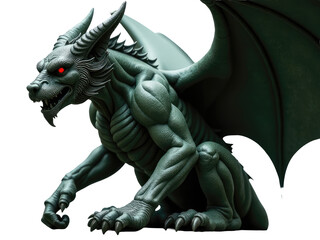 Fototapeta premium A detailed view of a dragon statue with intricate features and scales, suitable for fantasy or mythology-themed designs.transparent background