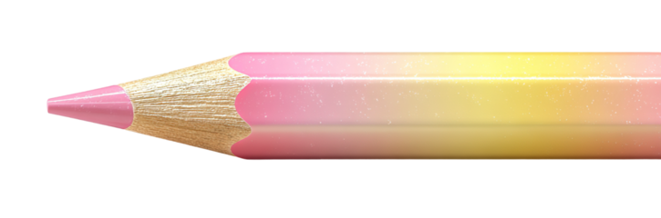 A soft, chubby bubble-style pencil sits on a transparent background. The pencil features a gradient design, moving from yellow to pink. It is ideal for art projects