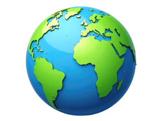 Fototapeta premium A blue and green globe sitting on a white background, great for illustrations, presentations, or educational purposes.transparent background