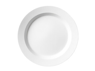 A clean and simple white plate set against a pure white background, ideal for showcasing culinary delights or minimalist design.transparent background