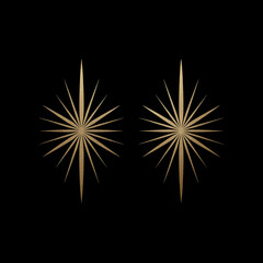 gold starburst on black background, art deco golden sunburst design, minimalist luxury star illustration
