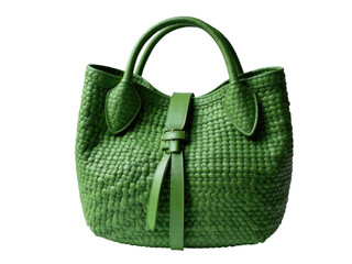 A green handbag with a decorative bow on the handle, great for fashion and lifestyle illustrations.transparent background