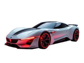 A close-up of a white and red sports car on a white background.transparent background