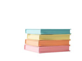 Colorful books stacked vertically.transparent background