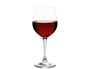 A glass of red wine placed on a white background.transparent background