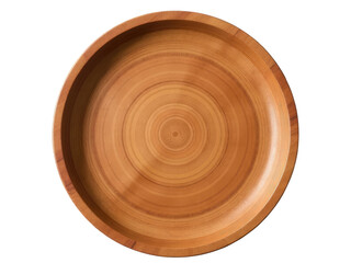 A simple wooden bowl sits on a clean white surface, waiting for its contents.transparent background