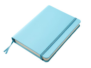 A small notebook with a light blue cover and zipper closure, great for jotting down ideas or notes.transparent background