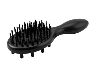 A black hair brush with numerous spikes ideal for styling and adding texture to hair.transparent background