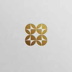 Flower pattern symbol in luxury gold shades. 