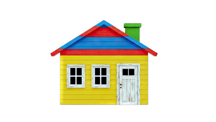 Naklejka premium Colorful Toy House on White Background