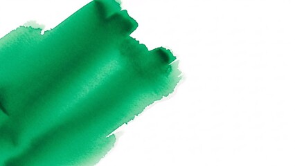 Green watercolor brush stroke painted on white paper background creative abstract design element