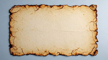Old burnt paper blank page vintage parchment texture background with damaged and cracked edges ideal for antique or historical themes