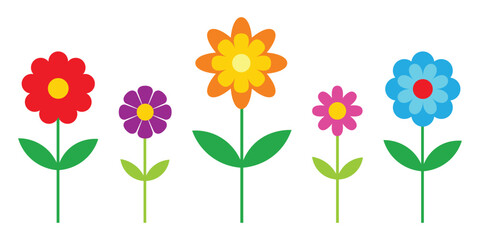 colorful flat flower icon set for spring bloom garden nature floral decoration and botanical illustration