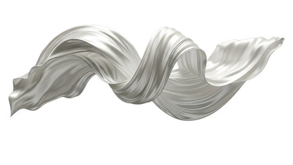 Fototapeta premium Flowing white silk fabric swirling on black background