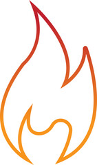 Fire icon with flame symbols in gradient, line, style, burning heat blaze energy illustration for safety warning hazard UI design and emergency graphics