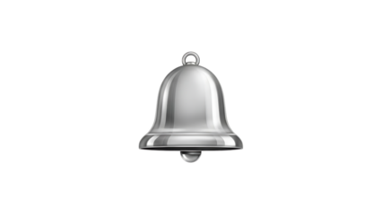 Silver bell hanging on white background