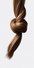 Naklejka premium Close-up of twisted brown hair knot on white background