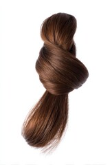 Naklejka premium Twisted brown hair strand on white background