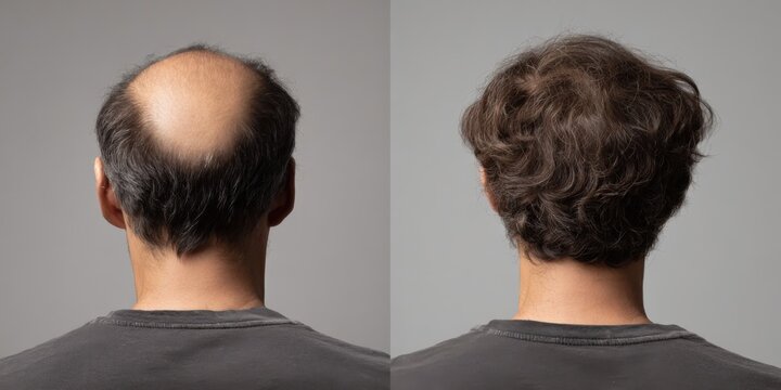 Adult caucasian male hair transformation: before and after hair restoration