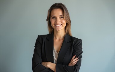 Portrait of confident successful business woman with crossed arms. High quality