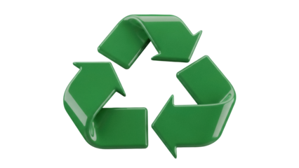 Green recycling symbol PNG isolated on transparent background, eco-friendly concept for environmental awareness and sustainable practices