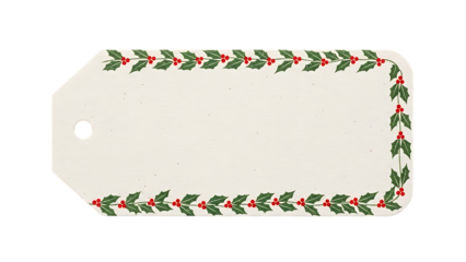 Christmas gift tag with holly border