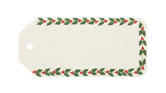Christmas gift tag with holly border