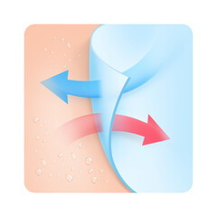 Material with arrows for presentation breathable materials, airflow, air exchange. Vector illustration isolated on white background. Ready for use in your infographic, presentation. EPS10.