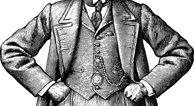 Vintage portrait of 1900s railway conductor in hand drawn engraving style for retro design