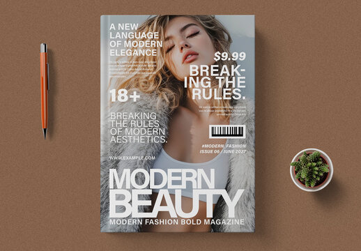 Modern Fashion Magazine Cover Layout Template