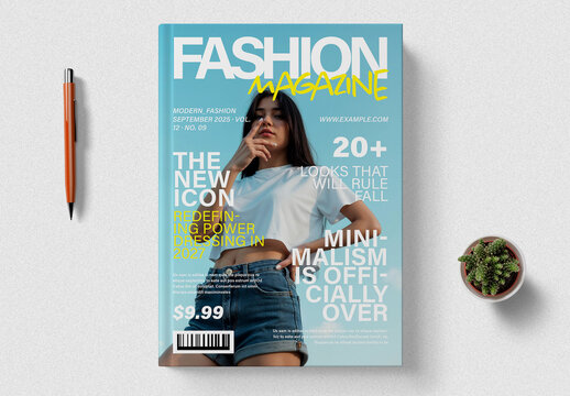 Modern Fashion Magazine Cover Design Template Layout