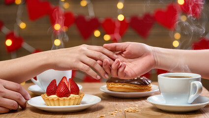 Warm moments shared over coffee and dessert amidst sweet decor on a cozy afternoon