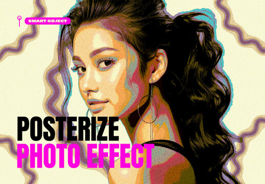 Vibrant Posterize Photo Effect Template for Retro Pop Art Portraits